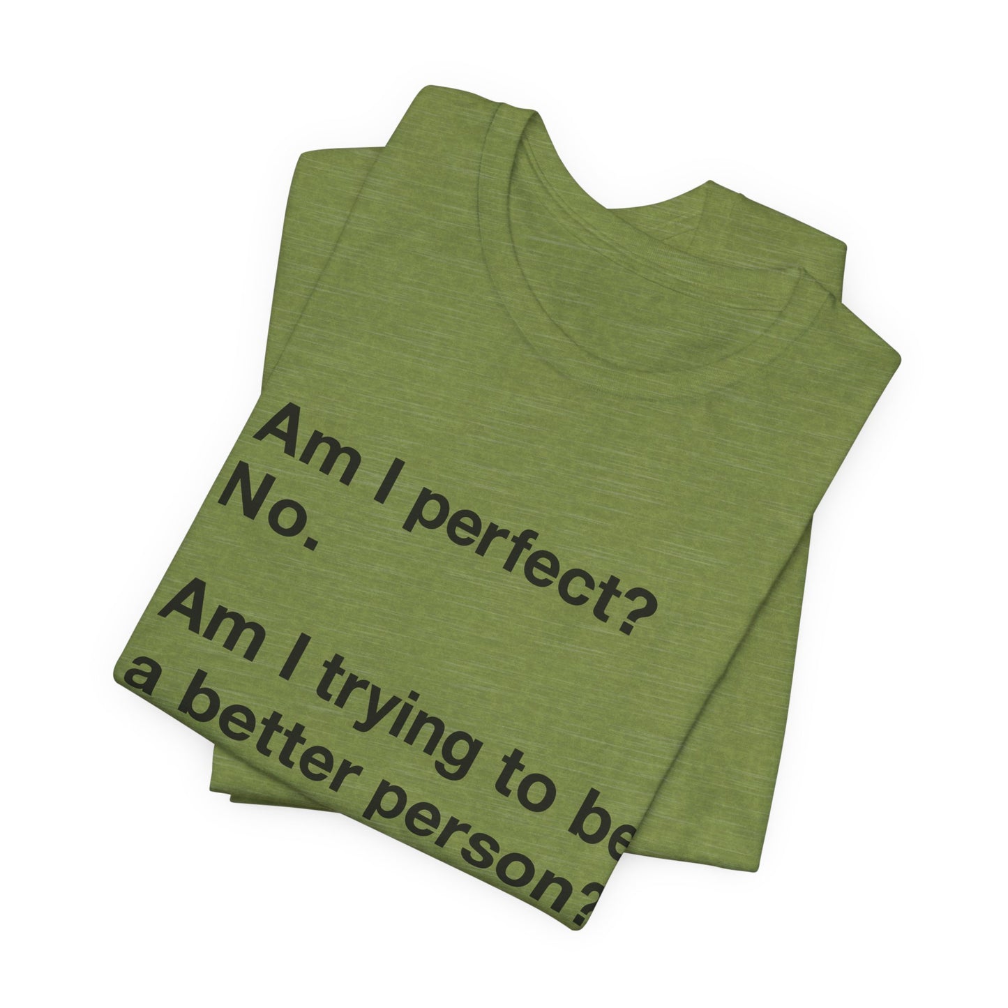 Am I Perfect No, Am I Trying To Be A Better Person? Also No. Funny Quote Unisex T-Shirt