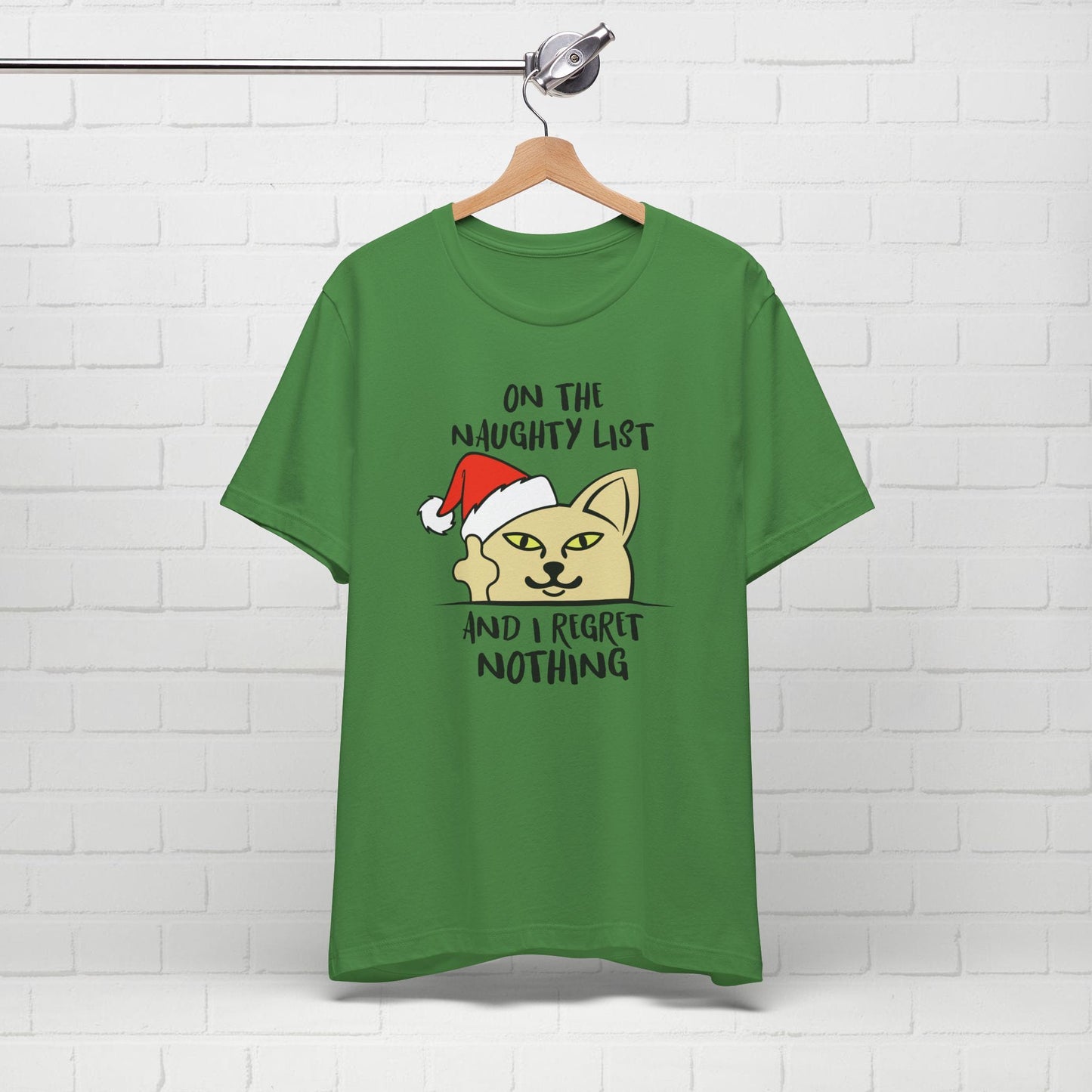 On The Naughty List And I Regret Nothing Funny Cat Christmas Unisex T-Shirt