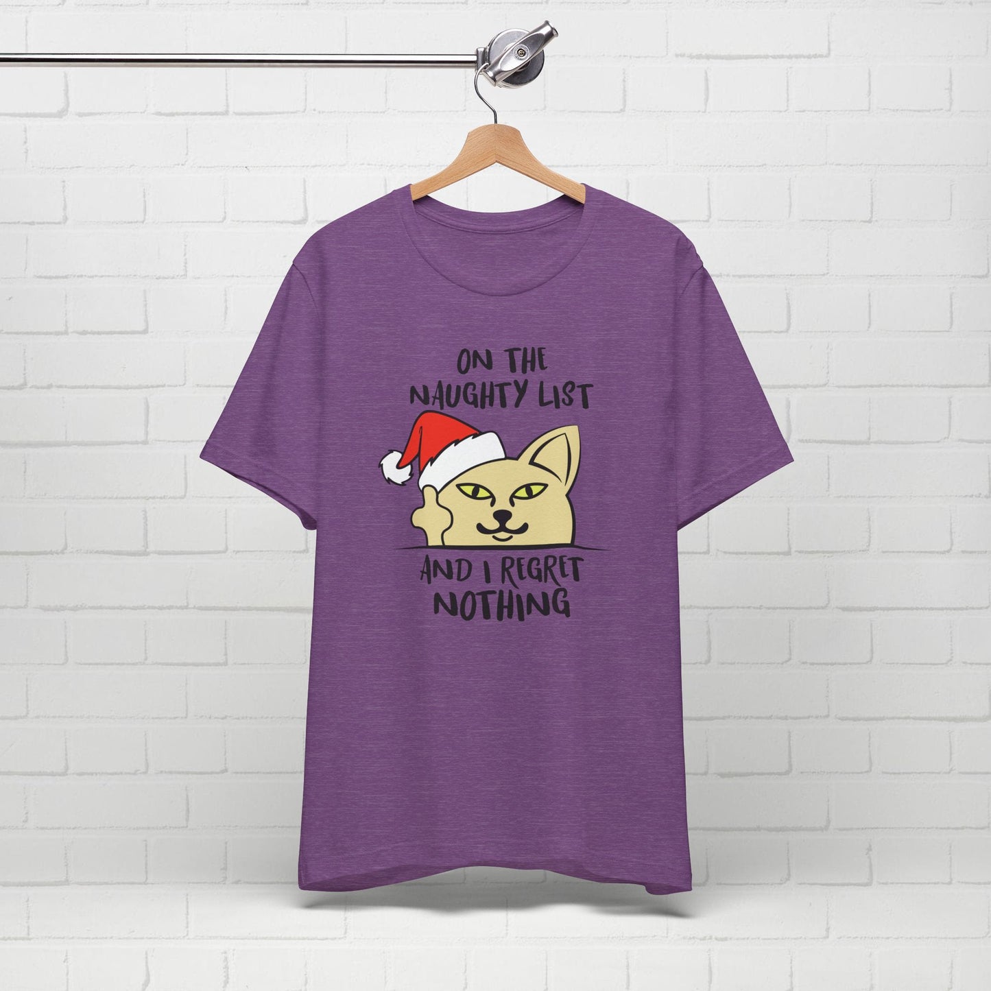 On The Naughty List And I Regret Nothing Funny Cat Christmas Unisex T-Shirt