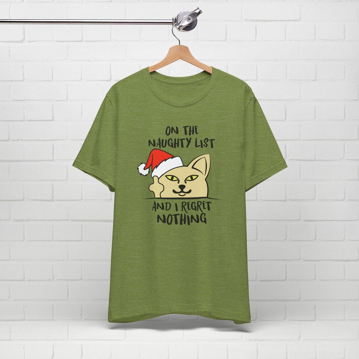 On The Naughty List And I Regret Nothing Funny Cat Christmas Unisex T-Shirt