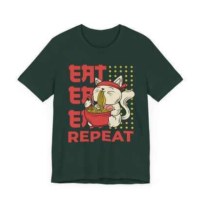 Eat Eat Repeat Cat Eating Ramen T-shirt