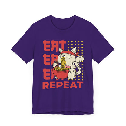 Eat Eat Repeat Cat Eating Ramen T-shirt