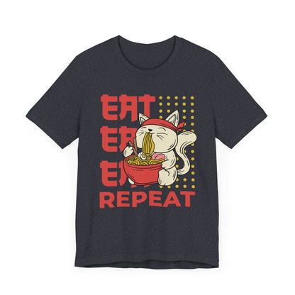 Eat Eat Repeat Cat Eating Ramen T-shirt