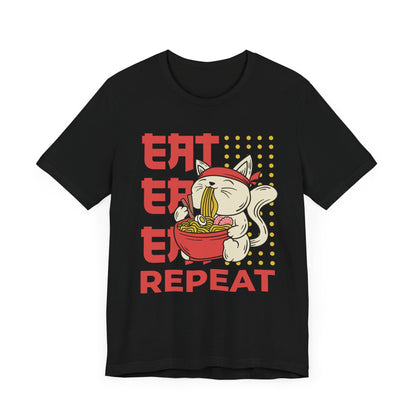 Eat Eat Repeat Cat Eating Ramen T-shirt