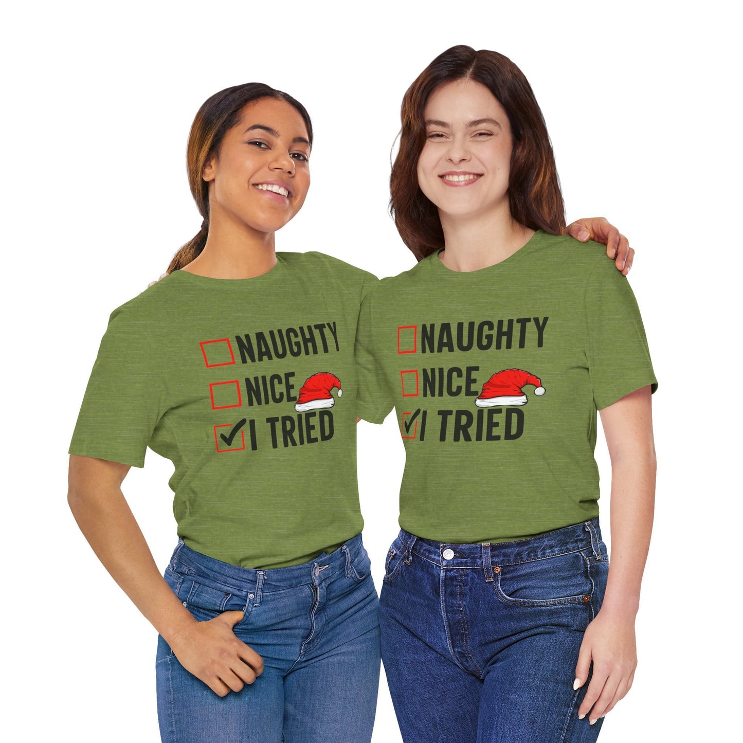 Naughty Nice I Tried Funny Christmas Unisex T-Shirt