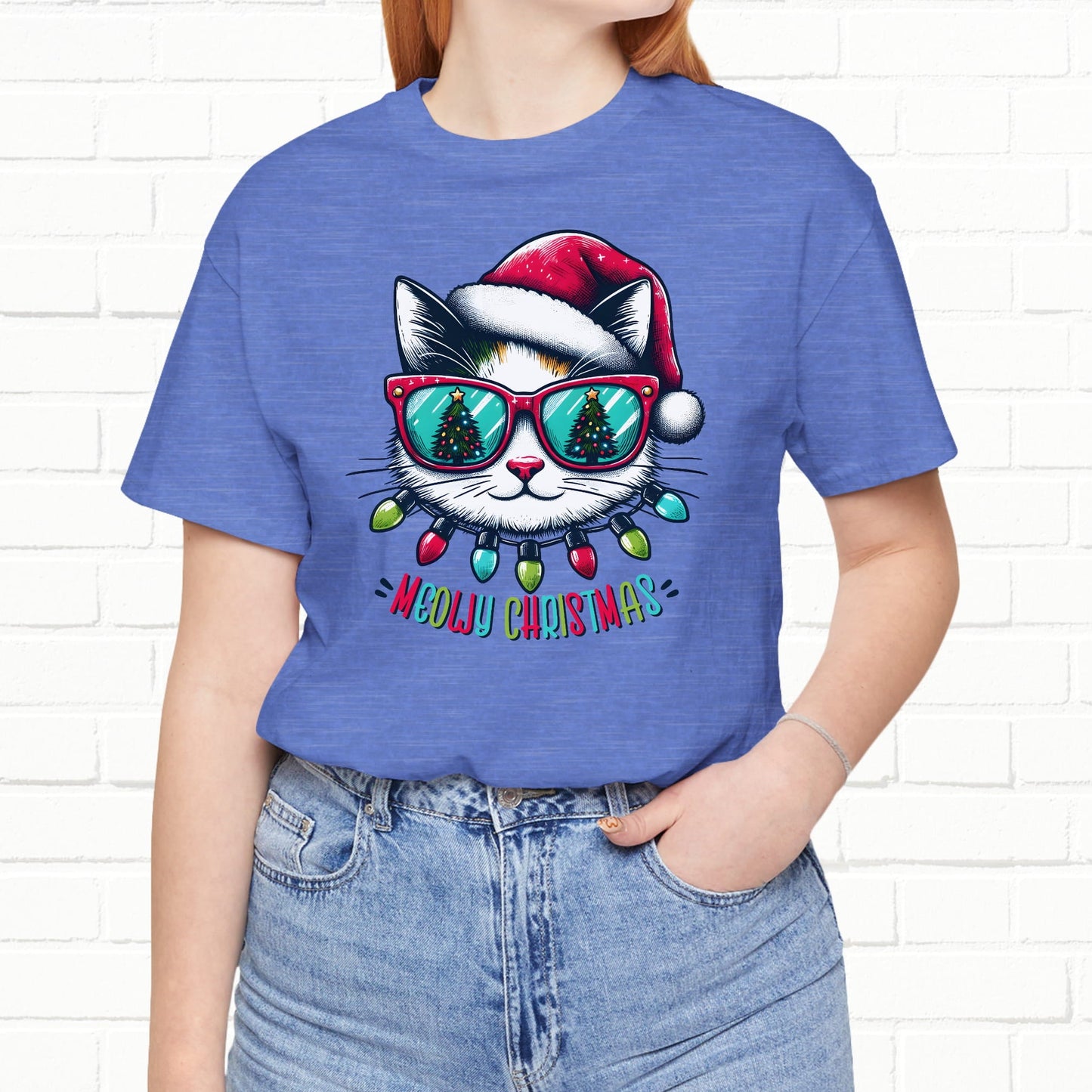 Meowy Christmas Funny Cool Cat Unisex T-Shirt