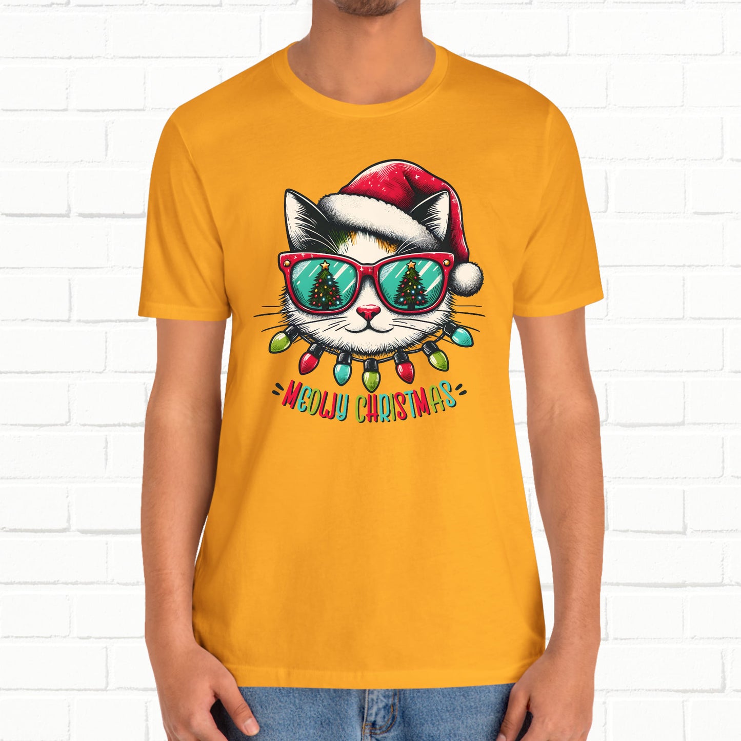 Meowy Christmas Funny Cool Cat Unisex T-Shirt