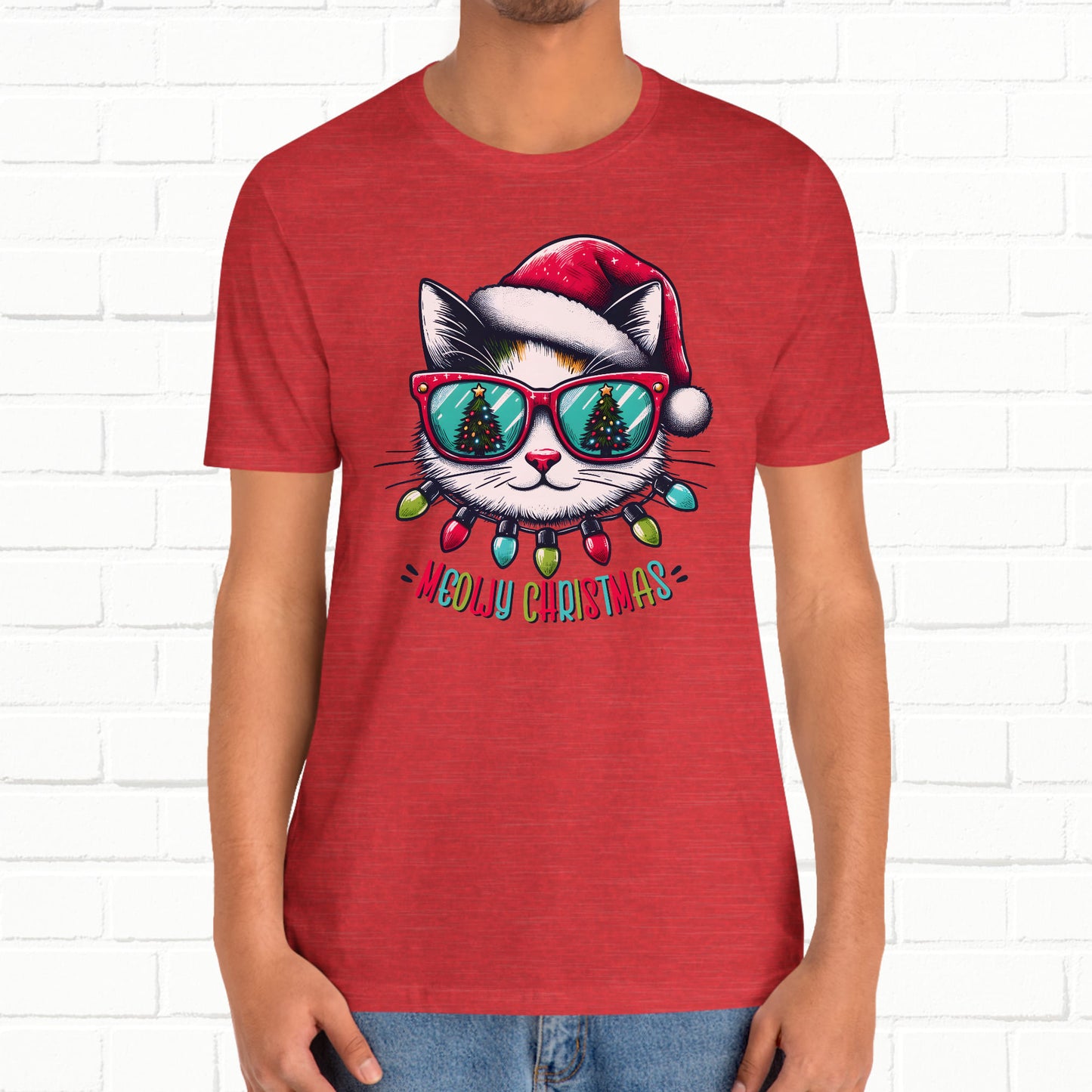 Meowy Christmas Funny Cool Cat Unisex T-Shirt
