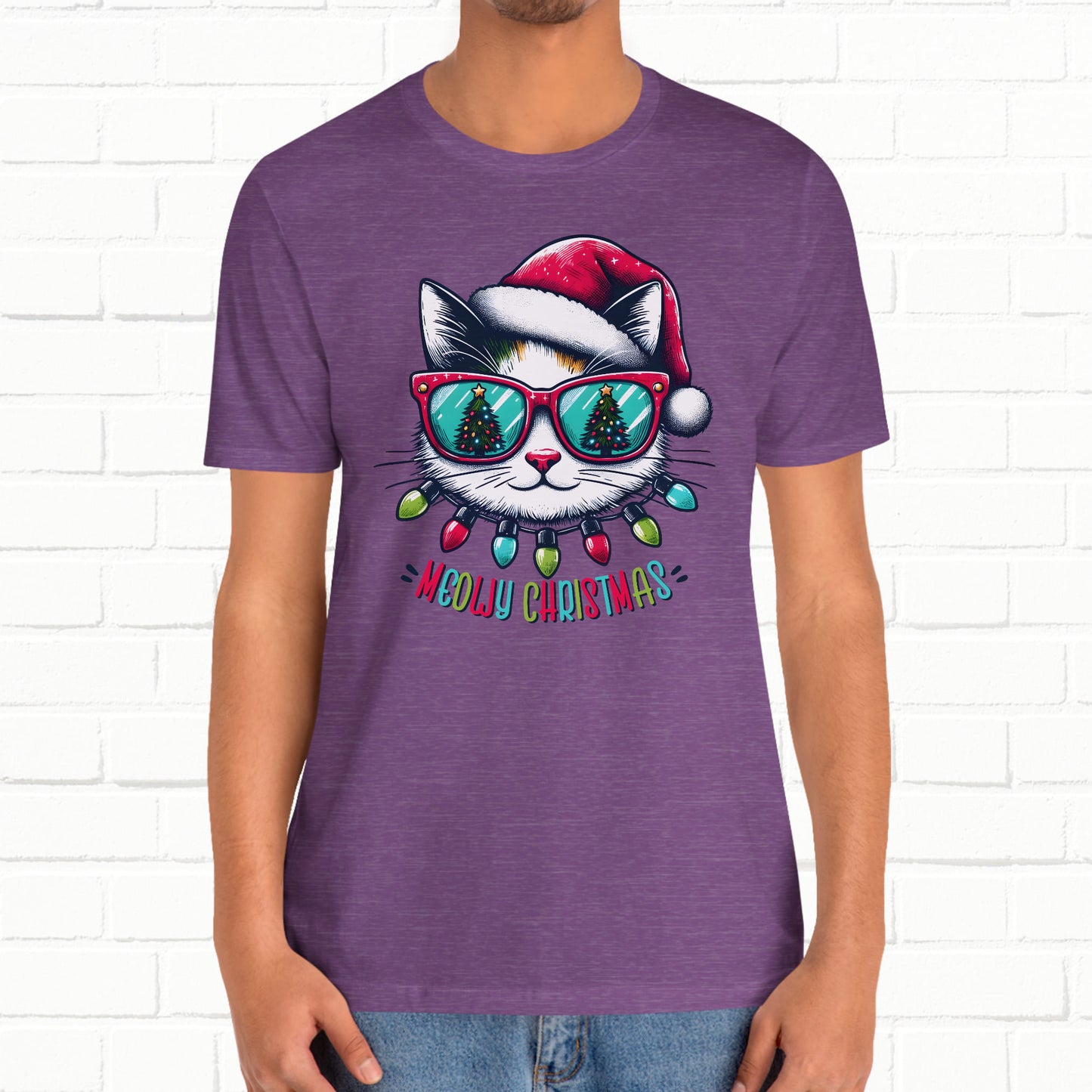 Meowy Christmas Funny Cool Cat Unisex T-Shirt