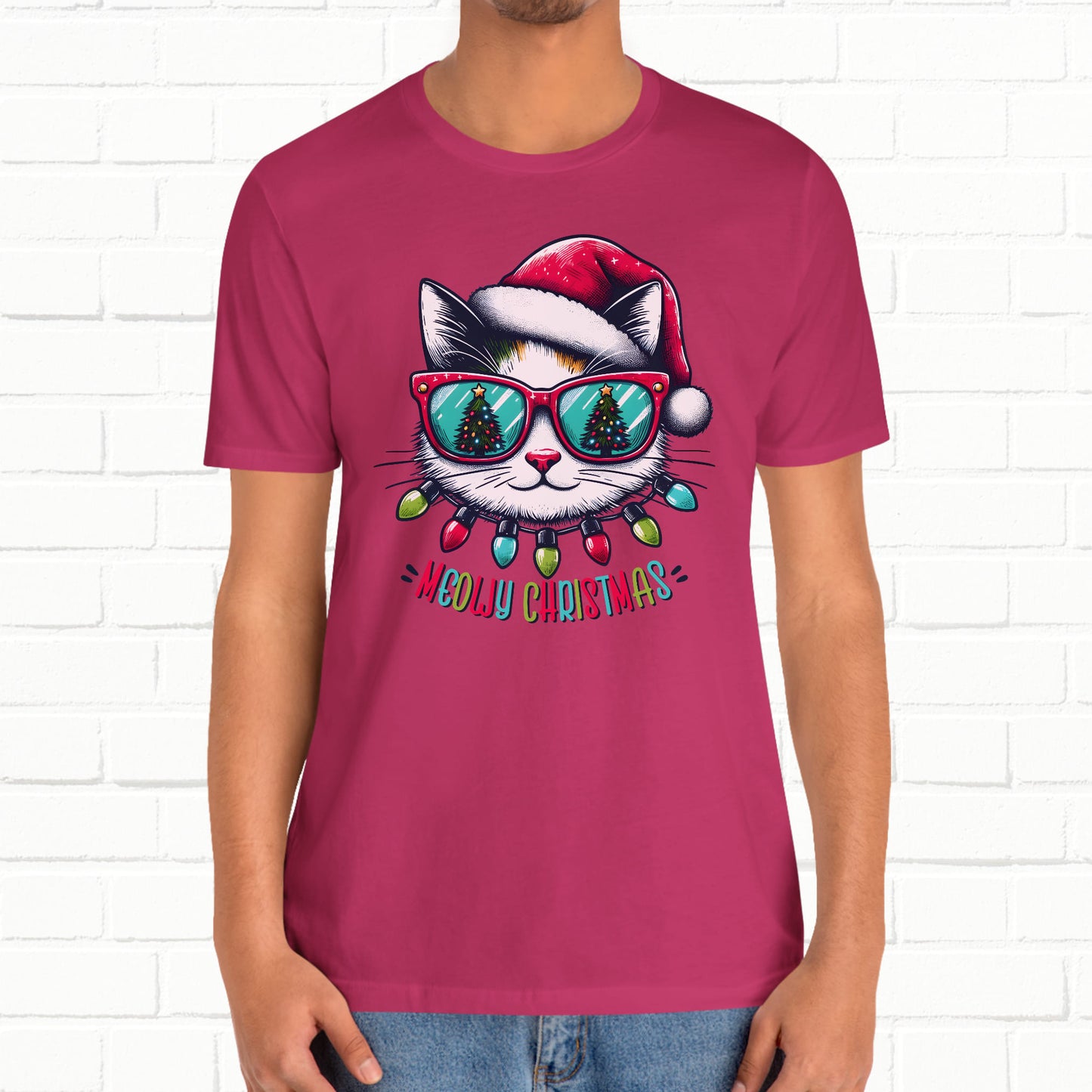 Meowy Christmas Funny Cool Cat Unisex T-Shirt