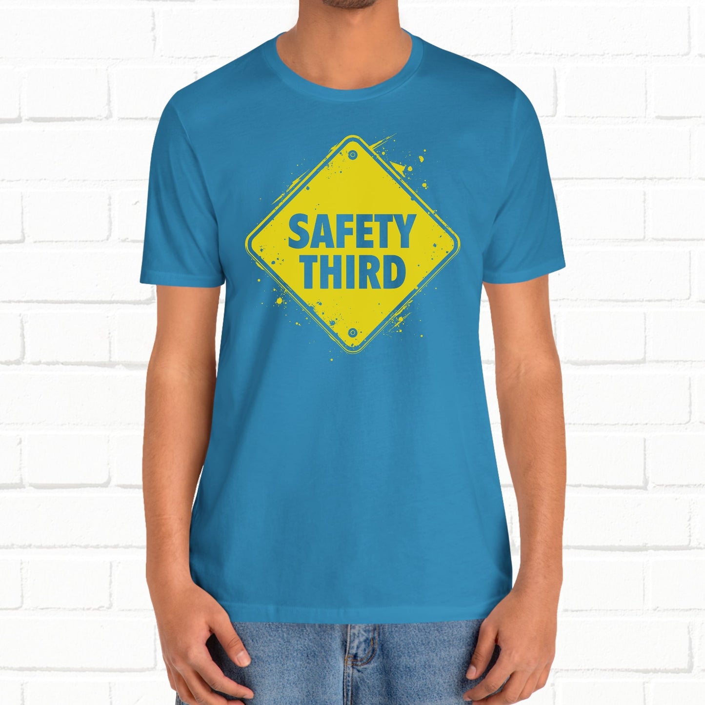 Safety Third Yellow Caution Sign Funny Sarcastic Unisex T-shirt