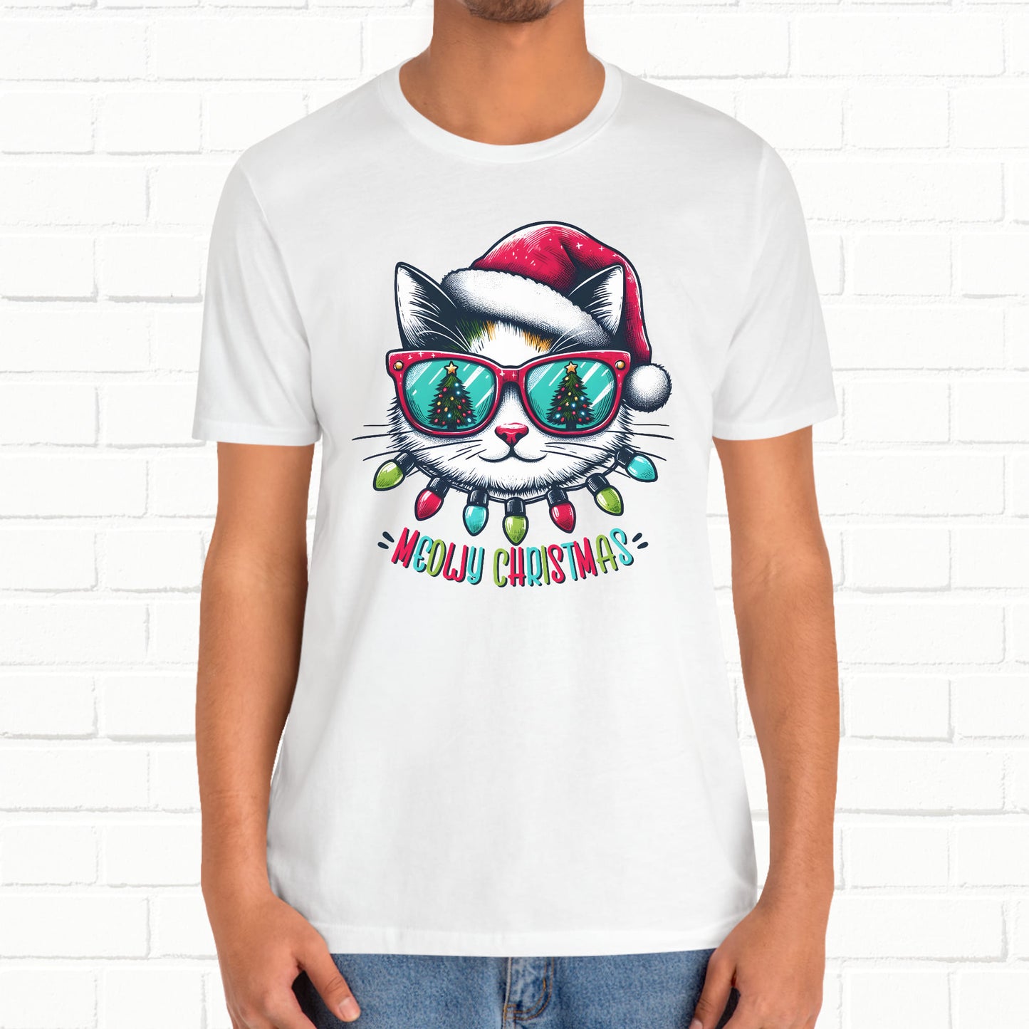 Meowy Christmas Funny Cool Cat Unisex T-Shirt