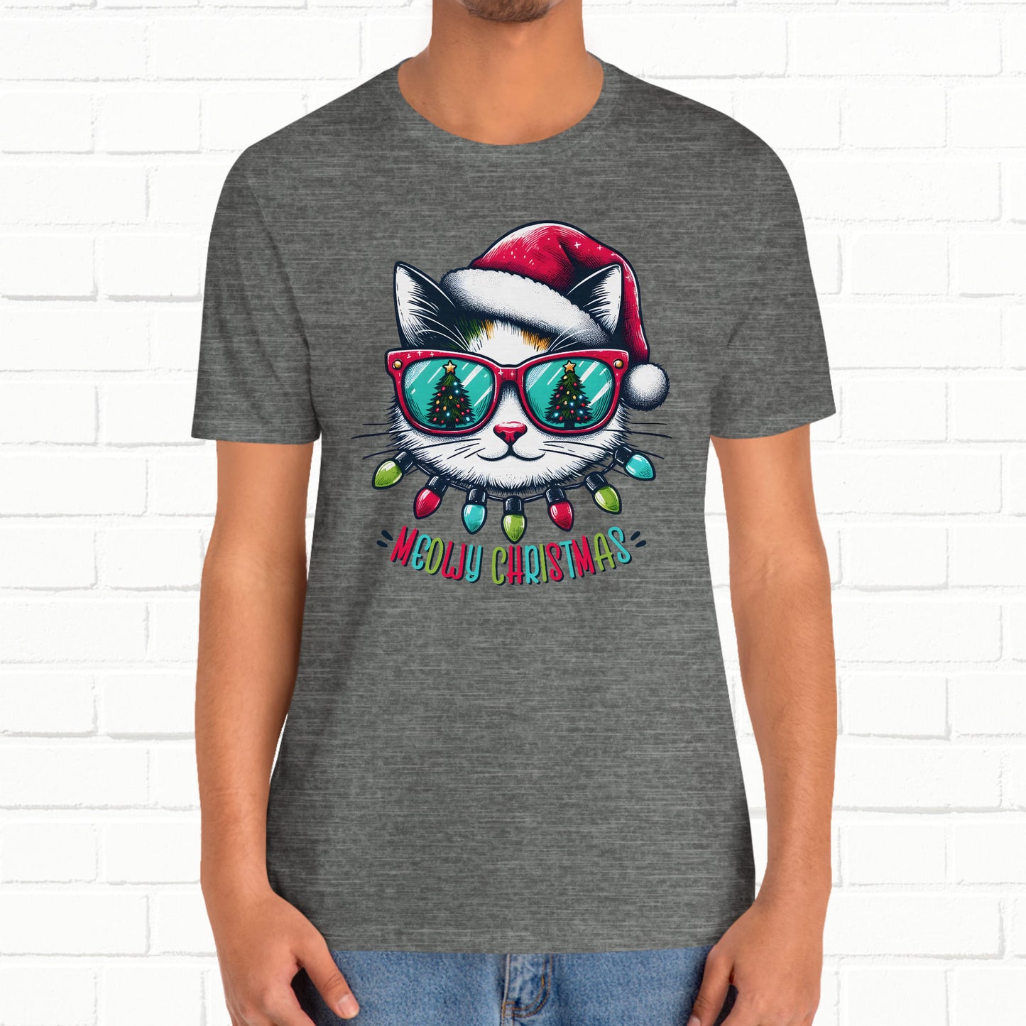 Meowy Christmas Funny Cool Cat Unisex T-Shirt