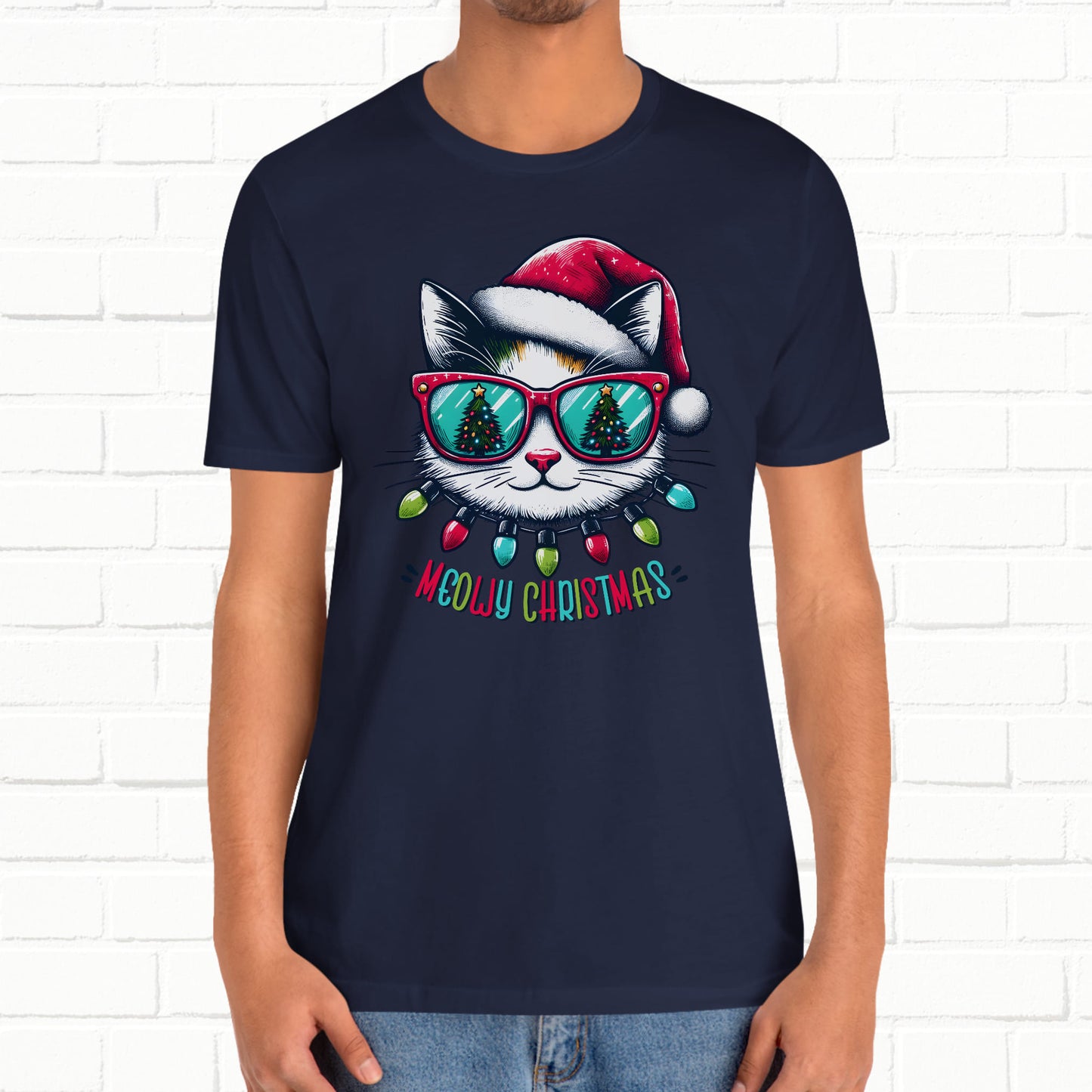 Meowy Christmas Funny Cool Cat Unisex T-Shirt