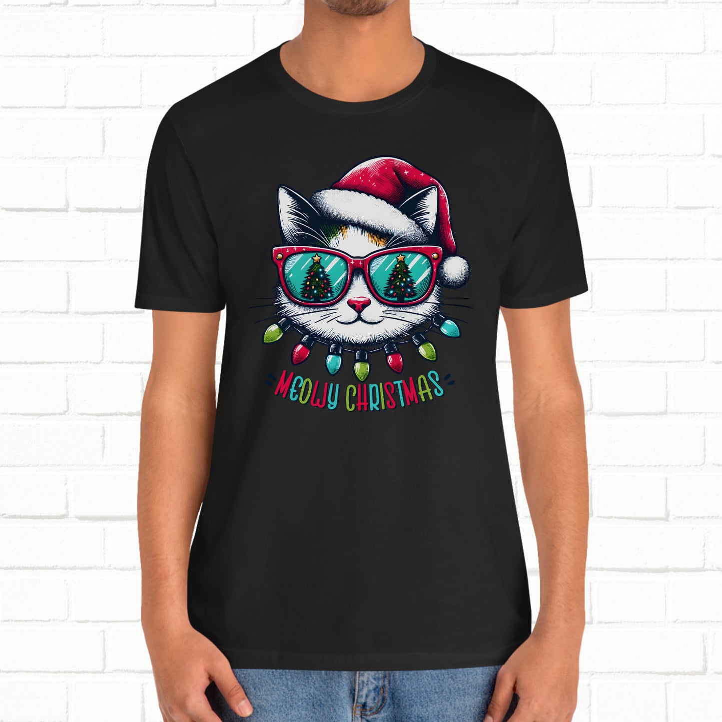 Meowy Christmas Funny Cool Cat Unisex T-Shirt