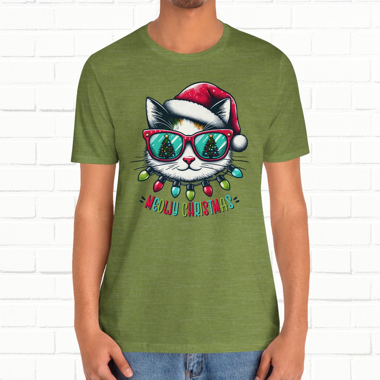 Meowy Christmas Funny Cool Cat Unisex T-Shirt