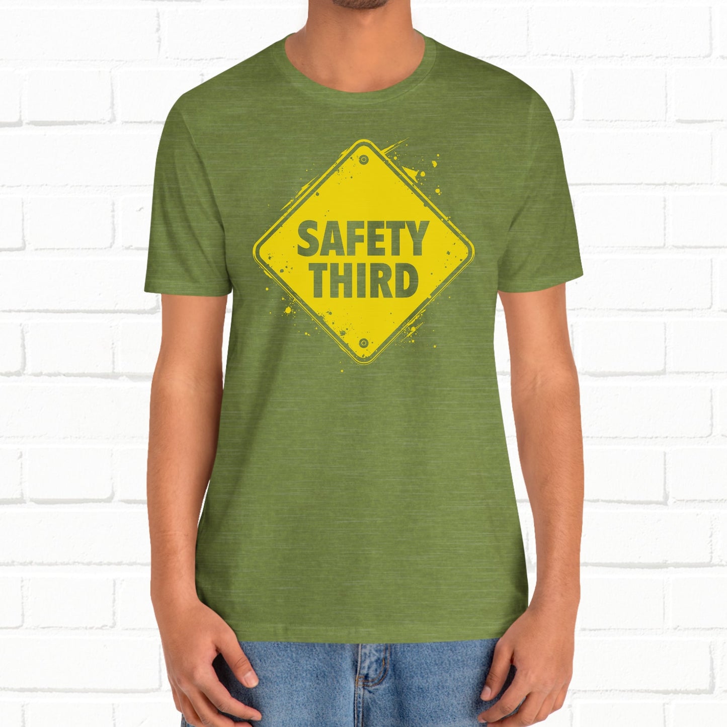 Safety Third Yellow Caution Sign Funny Sarcastic Unisex T-shirt
