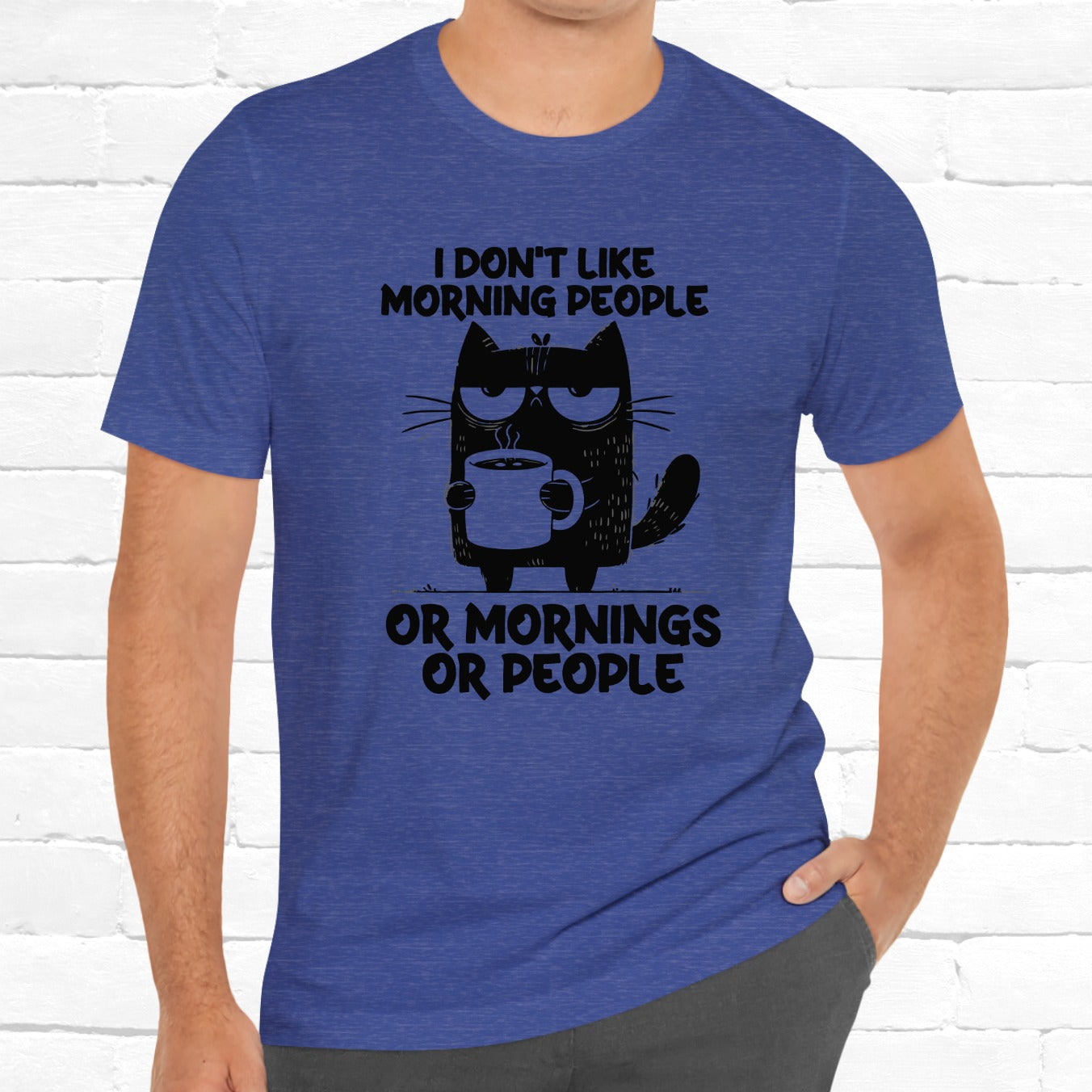 I Don't Like Morning People Funny Grumpy Cat Unisex T-Shirt