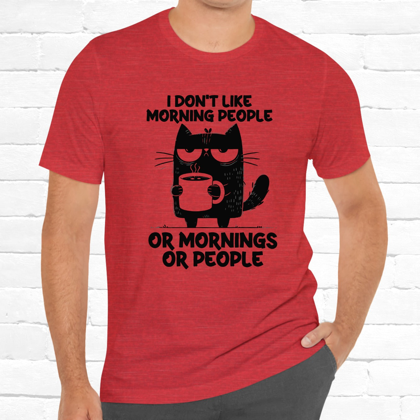 I Don't Like Morning People Funny Grumpy Cat Unisex T-Shirt
