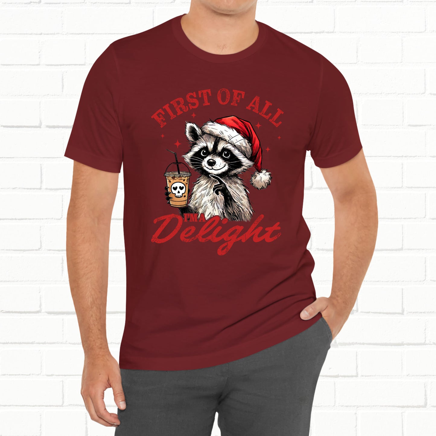 Raccoon I'm A Delight Funny Unisex Christmas T-Shirt