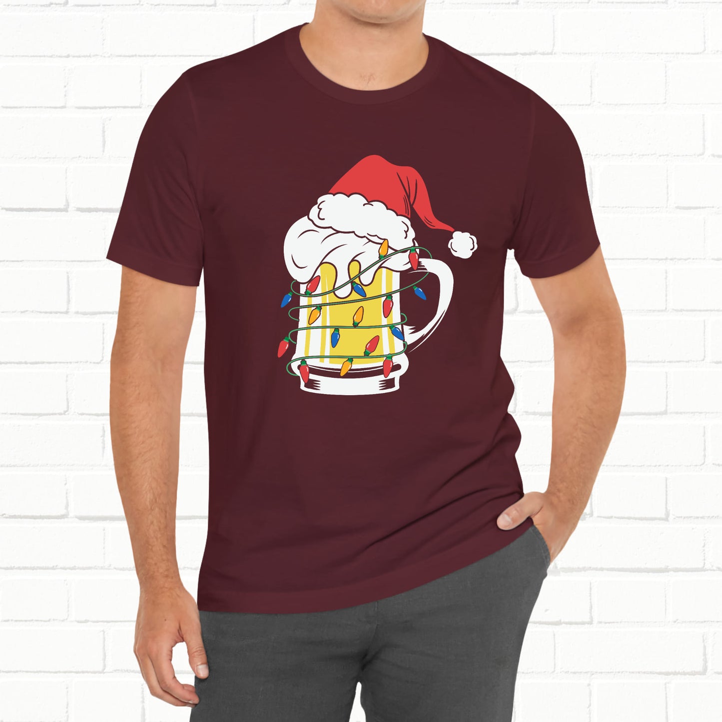 Christmas Beer And Lights Funny Unisex T-Shirt