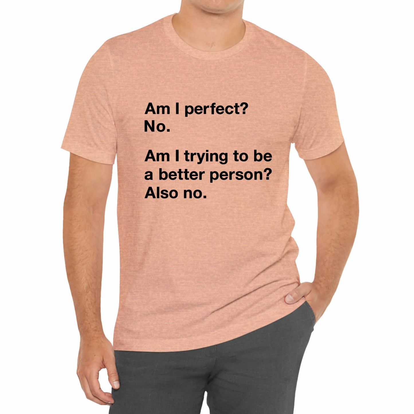 Am I Perfect No, Am I Trying To Be A Better Person? Also No. Funny Quote Unisex T-Shirt