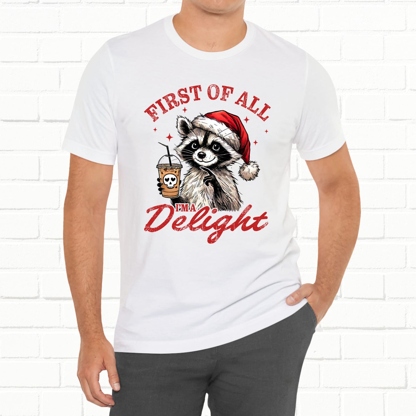Raccoon I'm A Delight Funny Unisex Christmas T-Shirt