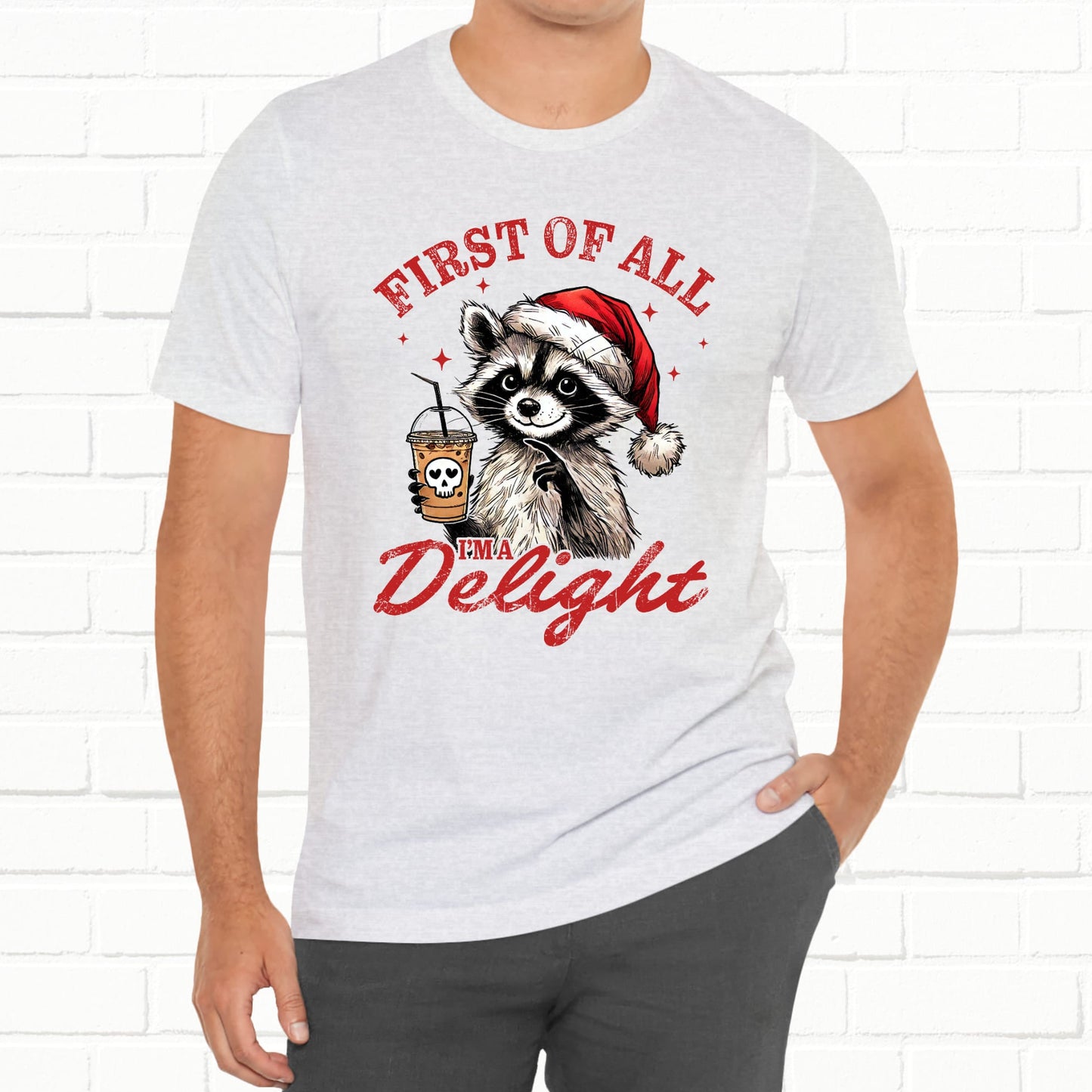 Raccoon I'm A Delight Funny Unisex Christmas T-Shirt