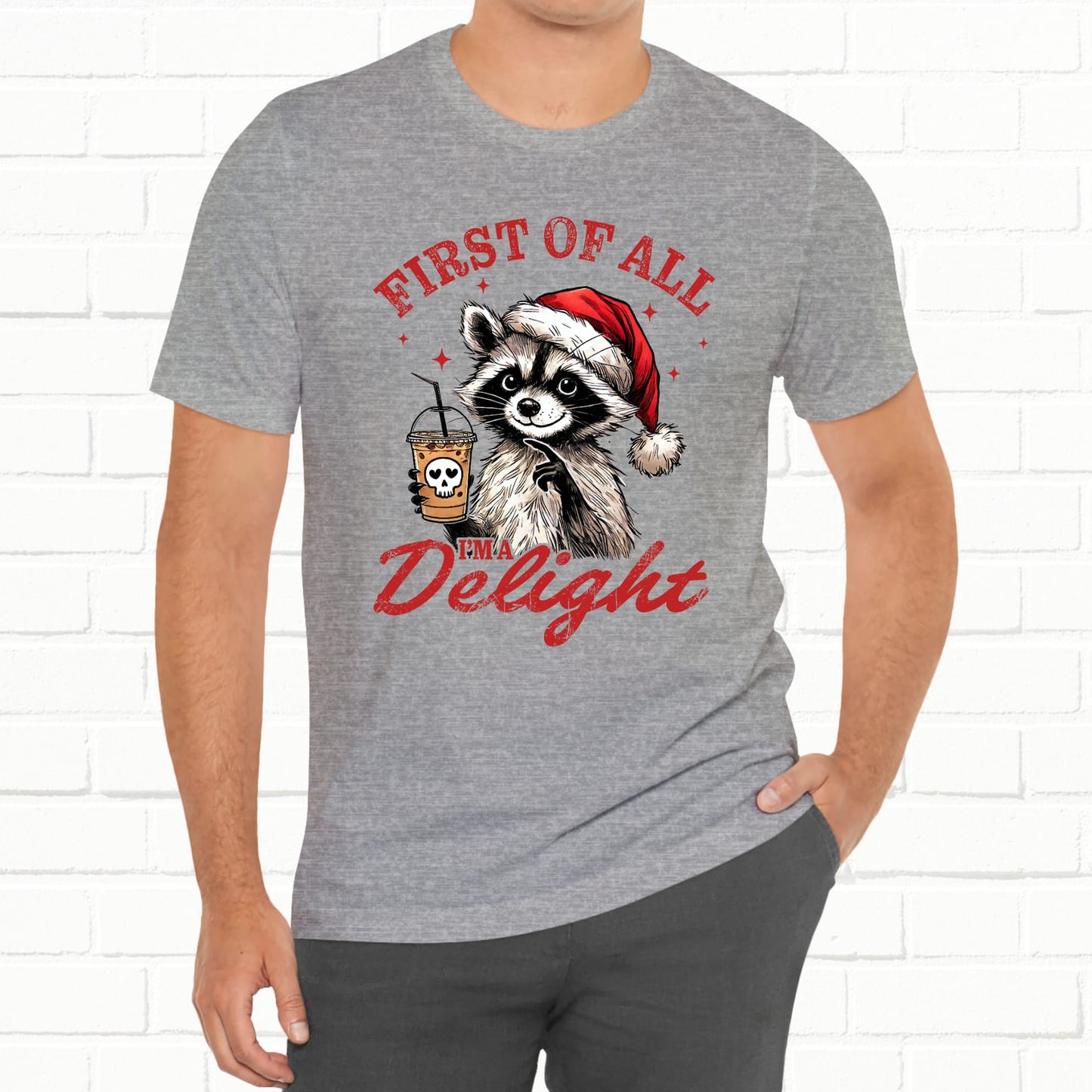 Raccoon I'm A Delight Funny Unisex Christmas T-Shirt