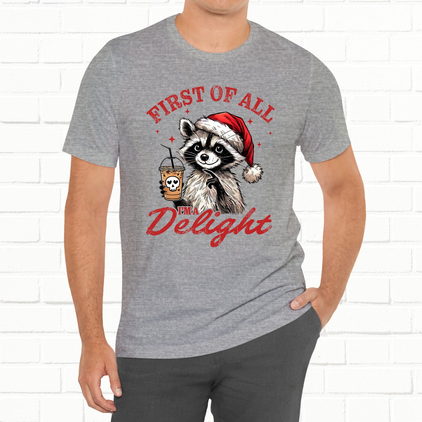 Raccoon I'm A Delight Funny Unisex Christmas T-Shirt