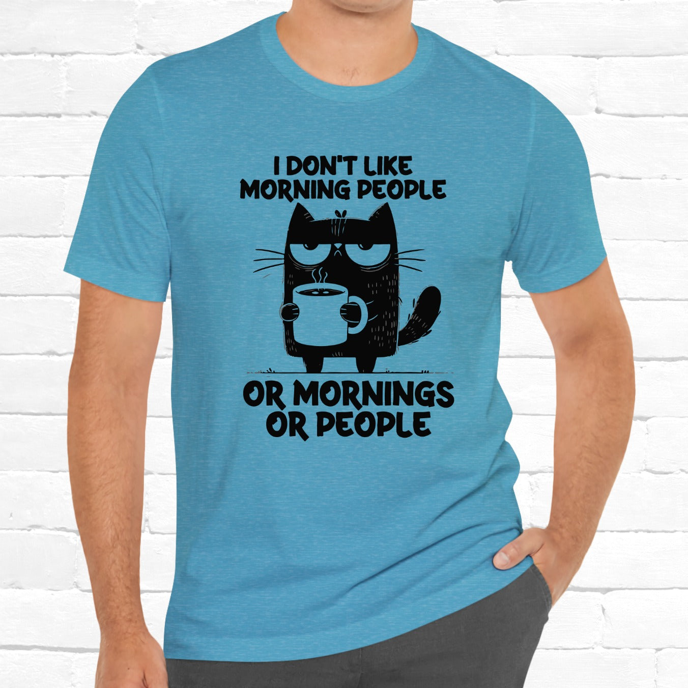 I Don't Like Morning People Funny Grumpy Cat Unisex T-Shirt