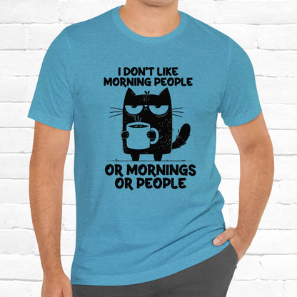 I Don't Like Morning People Funny Grumpy Cat Unisex T-Shirt