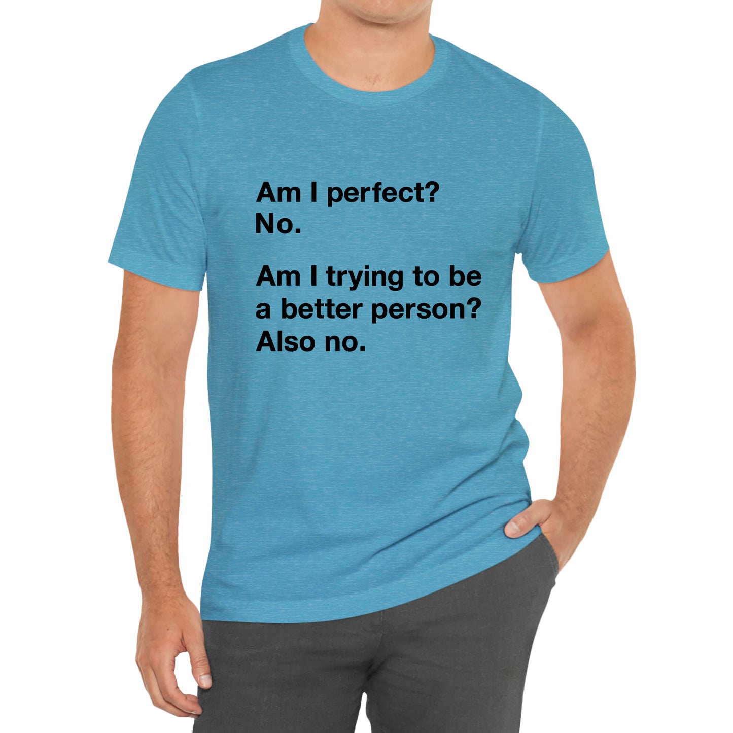 Am I Perfect No, Am I Trying To Be A Better Person? Also No. Funny Quote Unisex T-Shirt