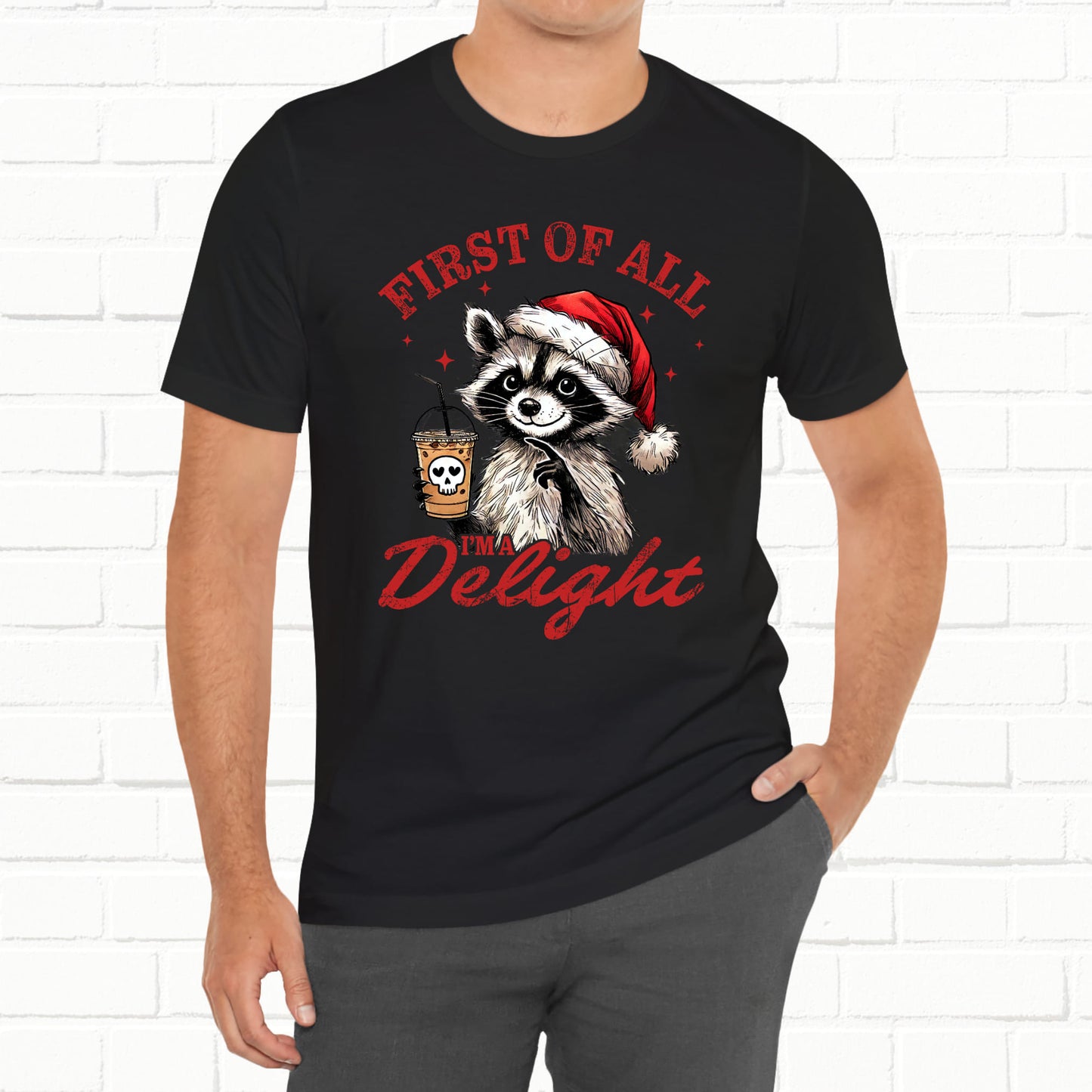 Raccoon I'm A Delight Funny Unisex Christmas T-Shirt
