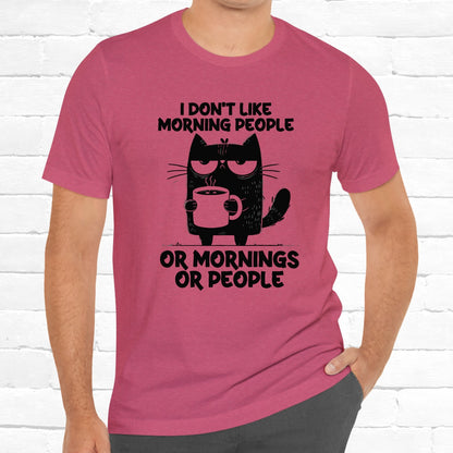 I Don't Like Morning People Funny Grumpy Cat Unisex T-Shirt