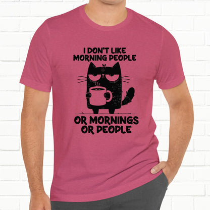 I Don't Like Morning People Funny Grumpy Cat Unisex T-Shirt