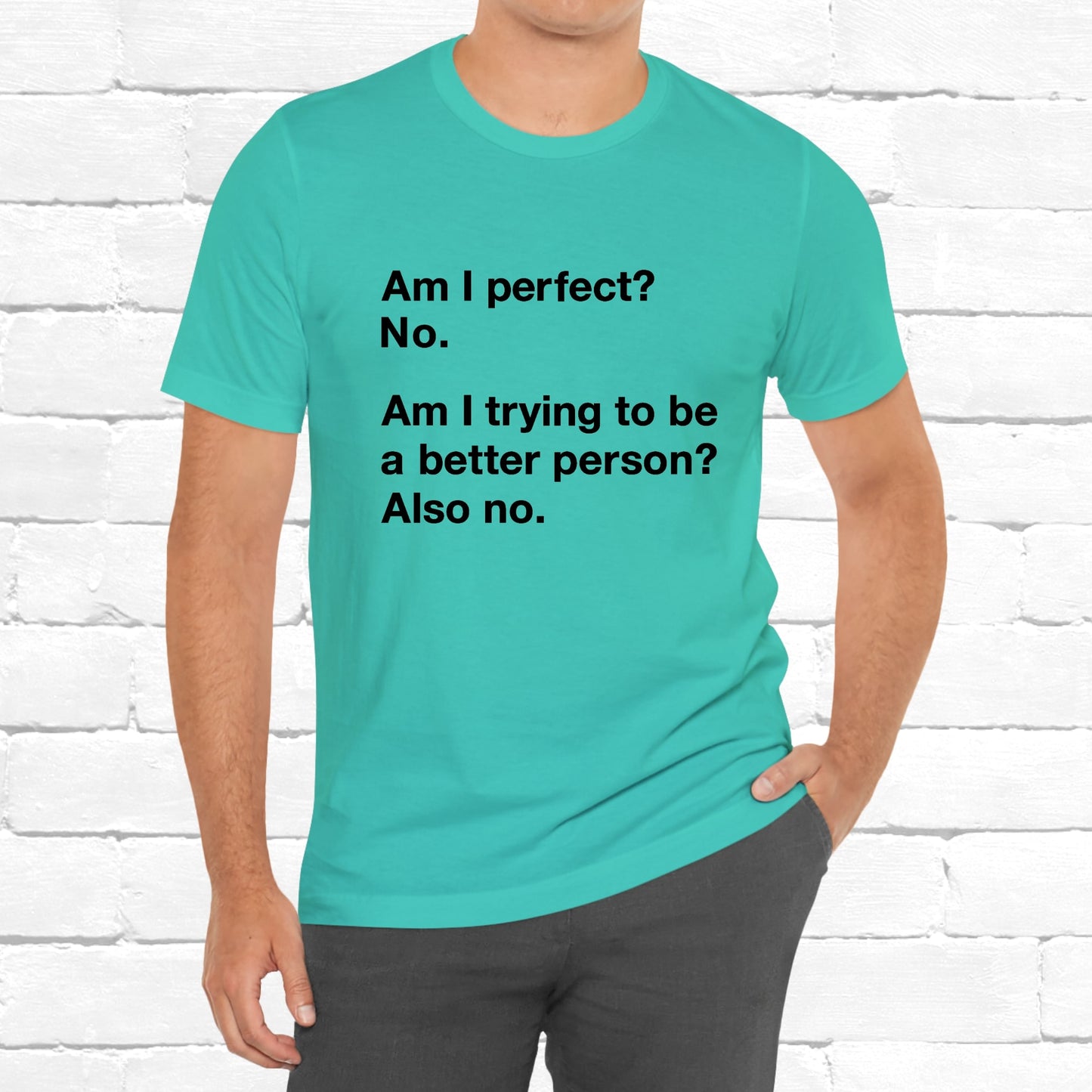 Am I Perfect No, Am I Trying To Be A Better Person? Also No. Funny Quote Unisex T-Shirt