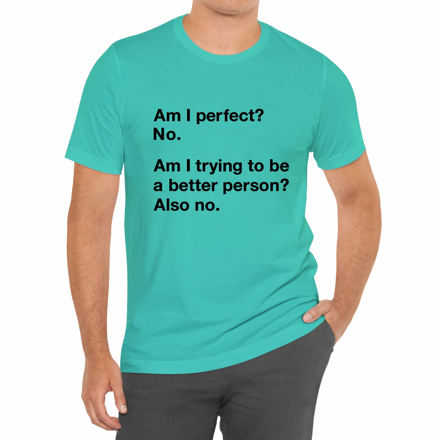 Am I Perfect No, Am I Trying To Be A Better Person? Also No. Funny Quote Unisex T-Shirt