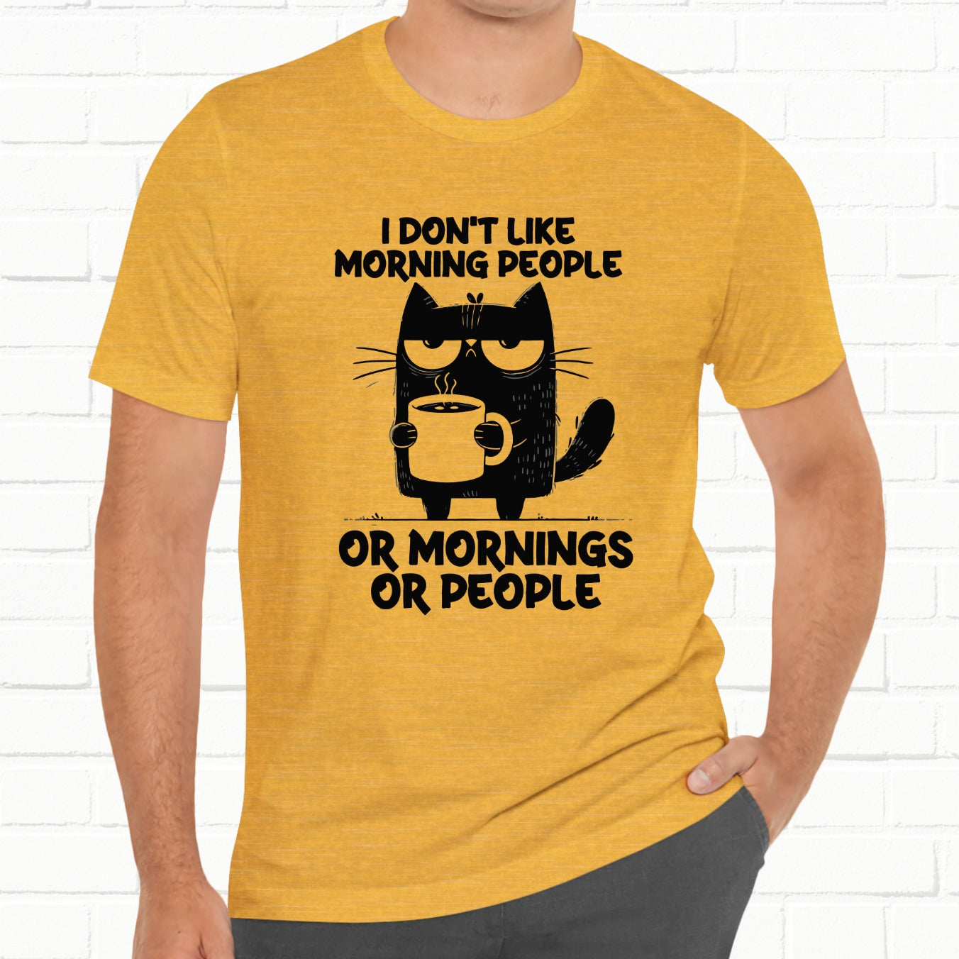 I Don't Like Morning People Funny Grumpy Cat Unisex T-Shirt