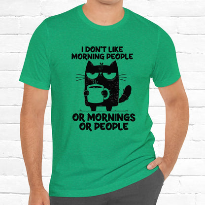 I Don't Like Morning People Funny Grumpy Cat Unisex T-Shirt