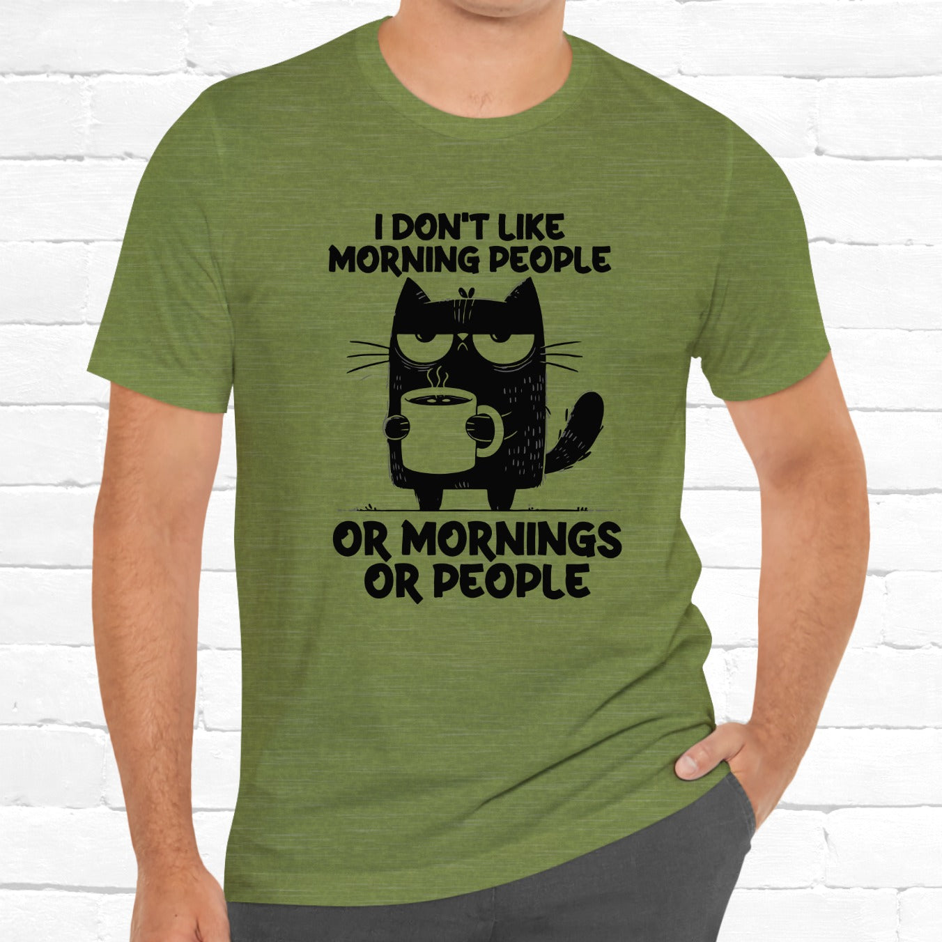 I Don't Like Morning People Funny Grumpy Cat Unisex T-Shirt