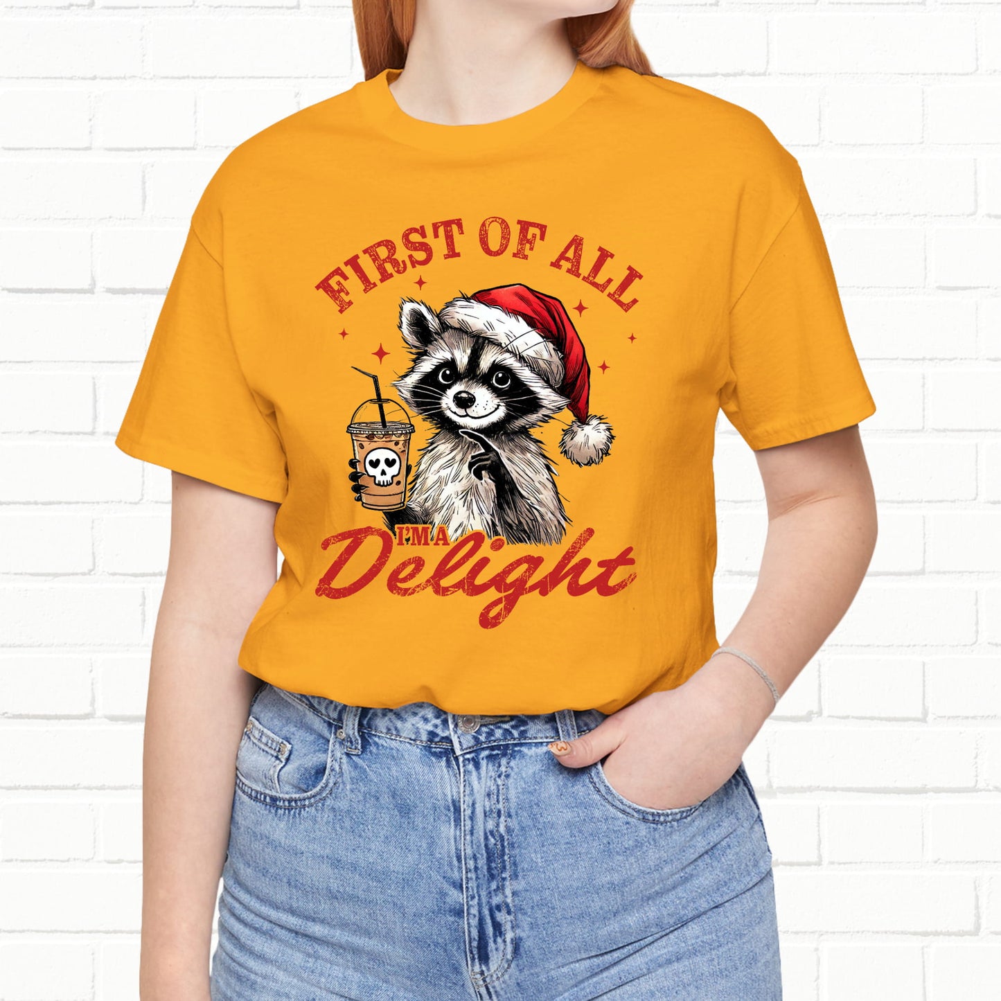 Raccoon I'm A Delight Funny Unisex Christmas T-Shirt