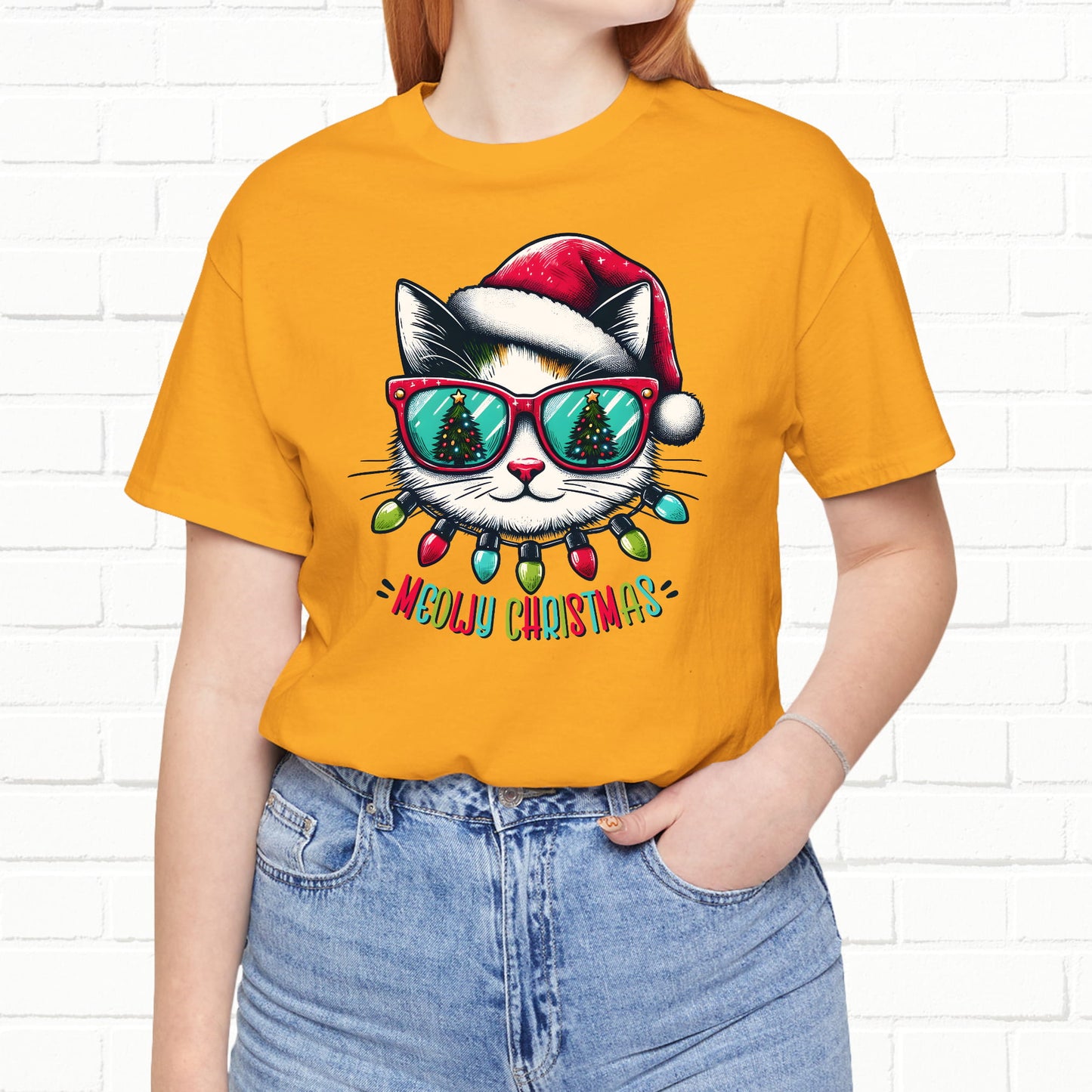 Meowy Christmas Funny Cool Cat Unisex T-Shirt