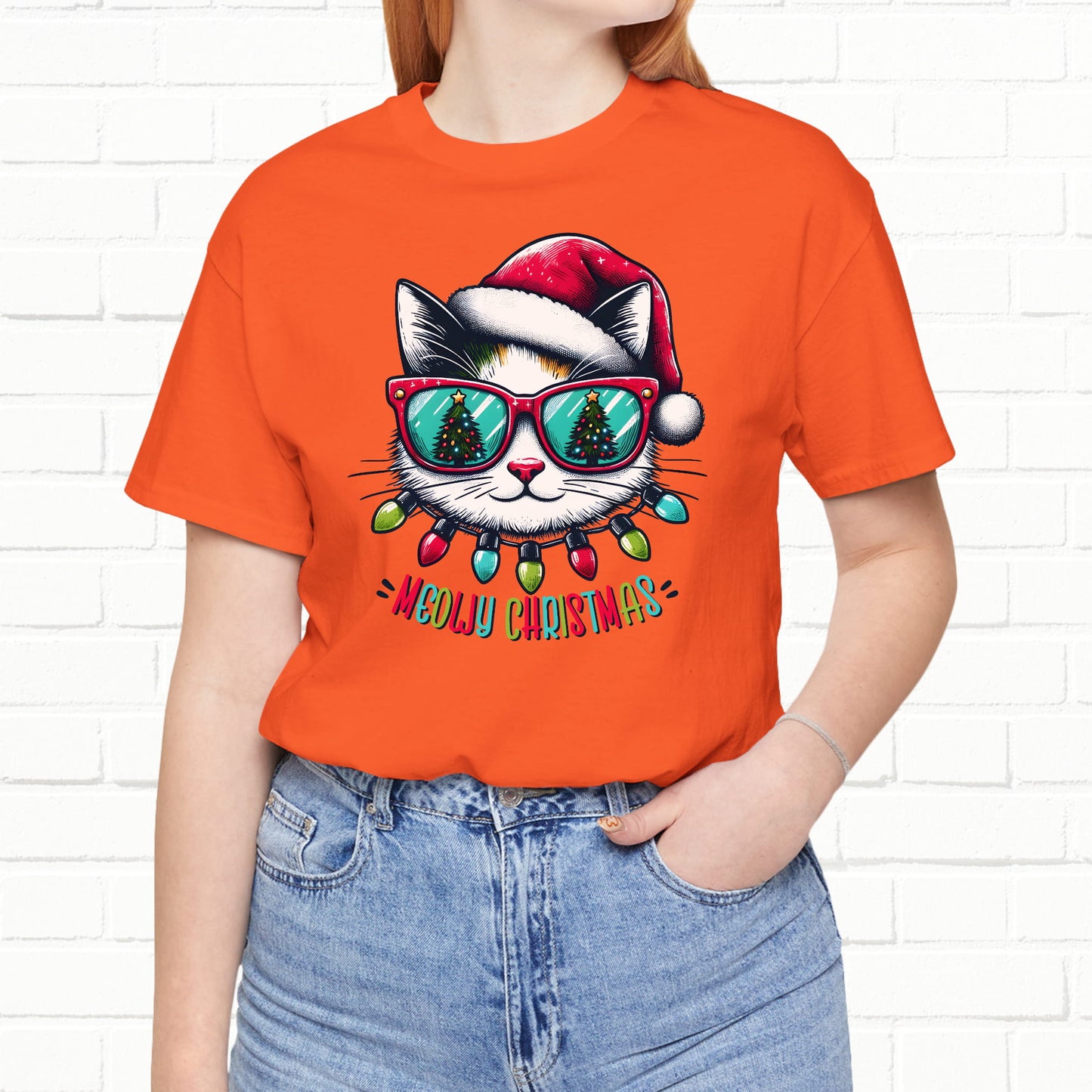 Meowy Christmas Funny Cool Cat Unisex T-Shirt