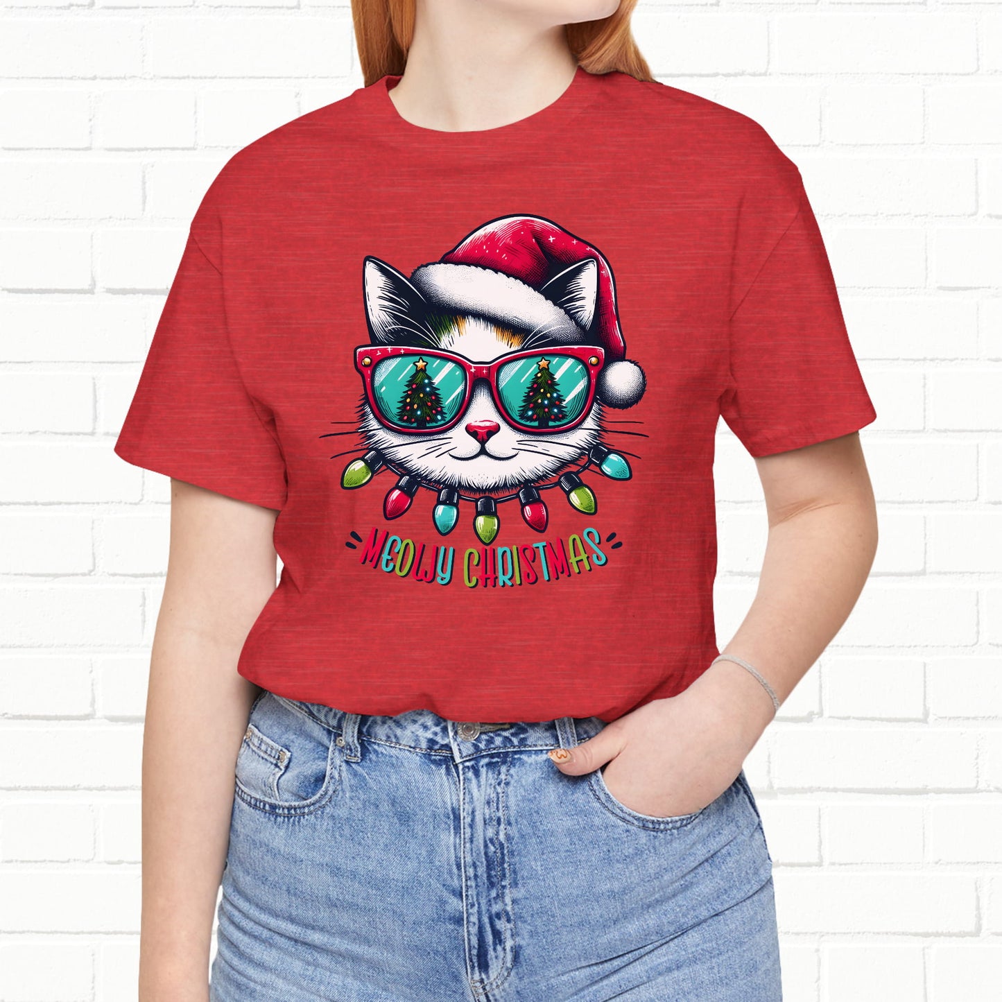 Meowy Christmas Funny Cool Cat Unisex T-Shirt