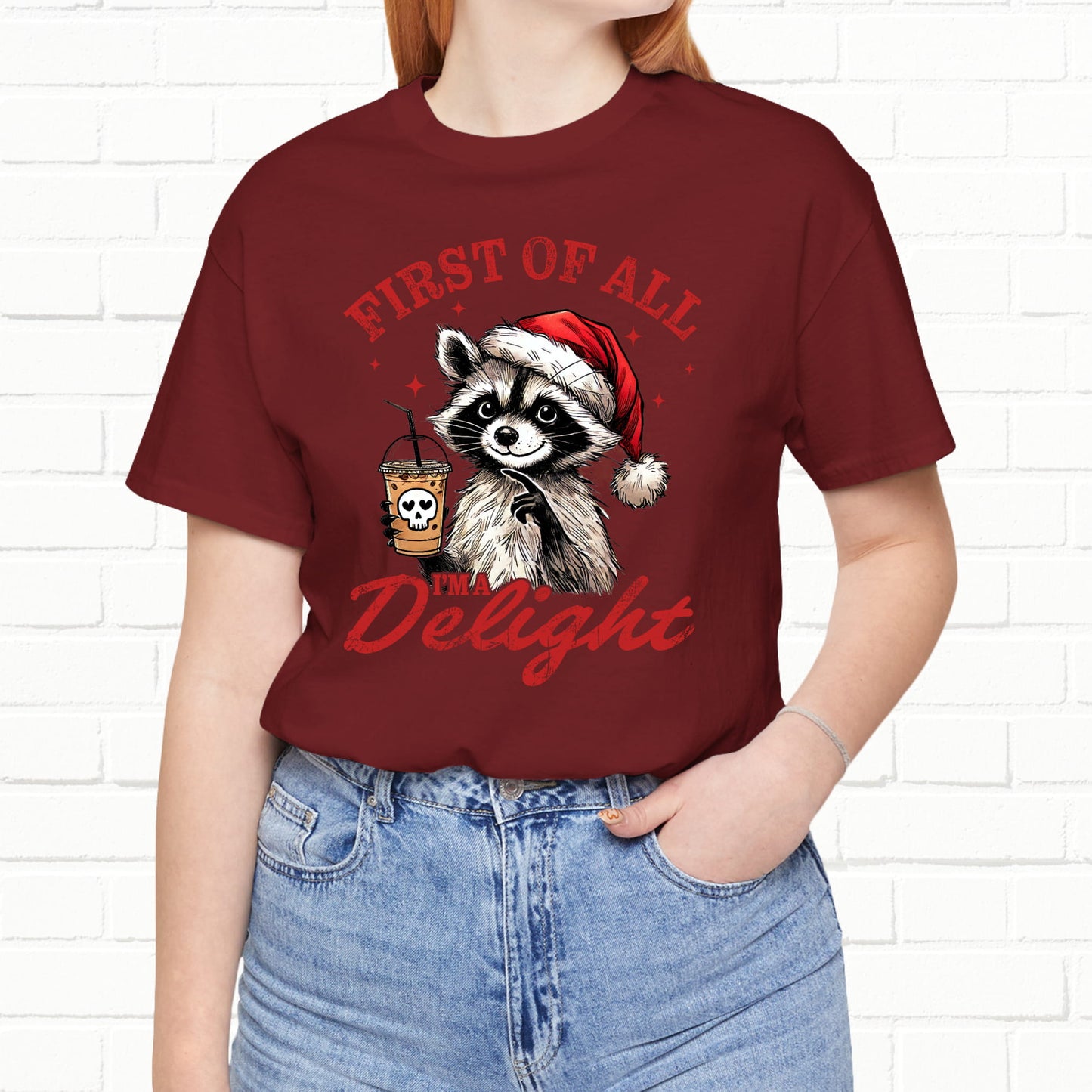 Raccoon I'm A Delight Funny Unisex Christmas T-Shirt