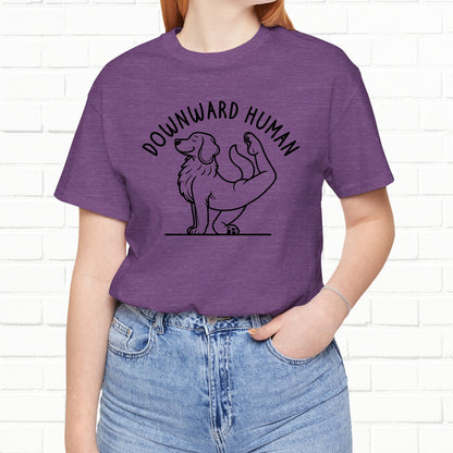 Funny Dog Yoga 'Downward Human' Unisex T-Shirt
