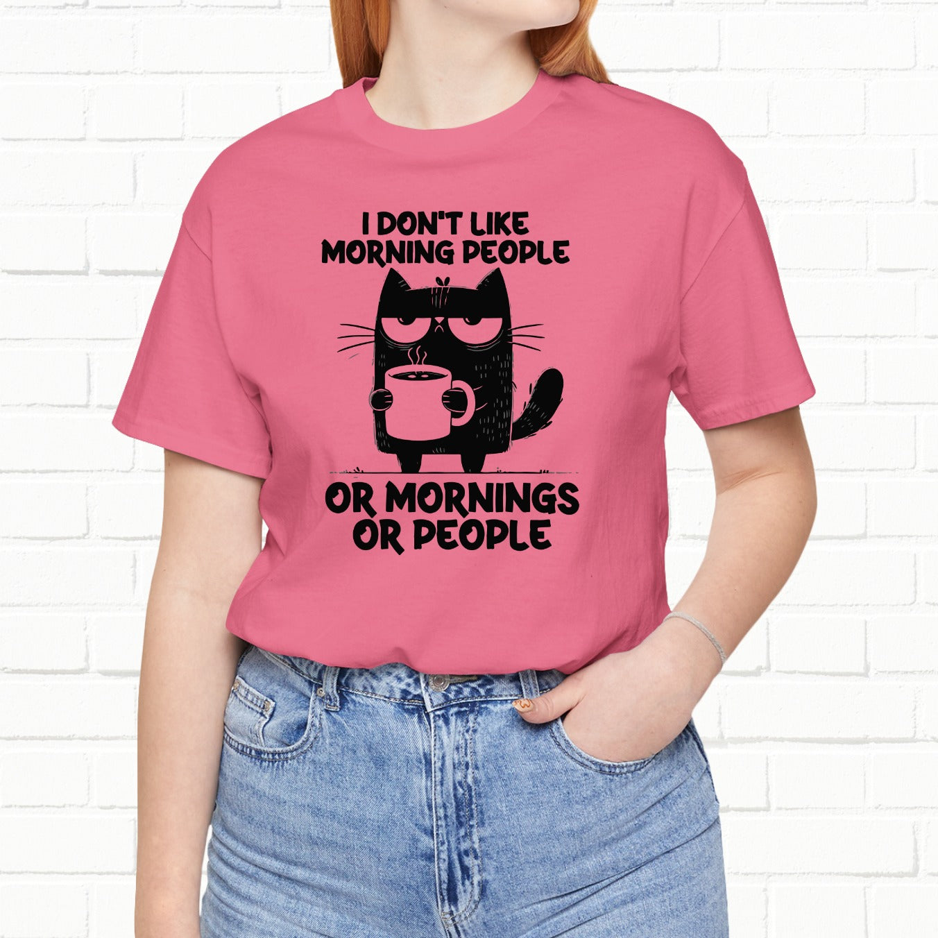 I Don't Like Morning People Funny Grumpy Cat Unisex T-Shirt