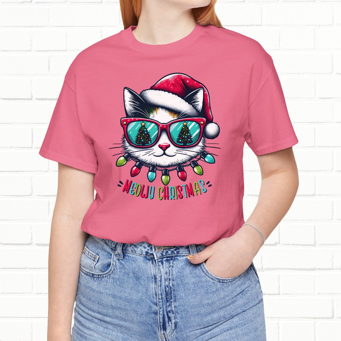 Meowy Christmas Funny Cool Cat Unisex T-Shirt