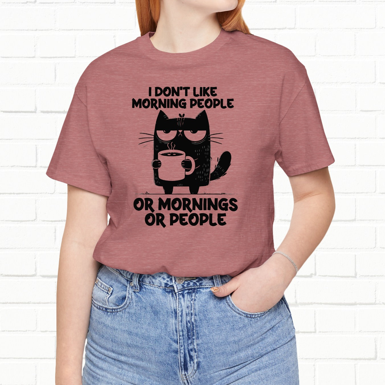 I Don't Like Morning People Funny Grumpy Cat Unisex T-Shirt